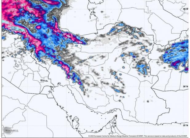 هواشناسی ایران ۱۳ اسفند؛ آغاز بارش شدید باران و تگرگ از فردا