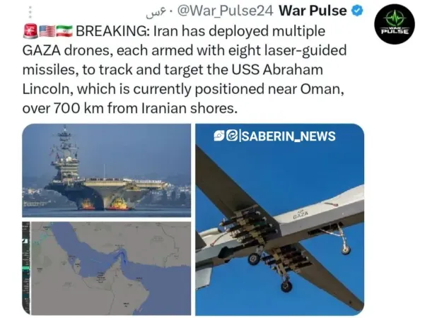 پهپادهای ایران برای مقابله با ناو آبراهام لینکلن مسلح شدند