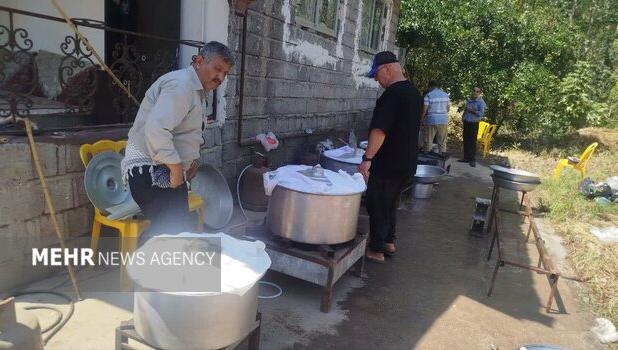 توزیع غذای نذری به مناسب شهادت امام رضا(ع) در روستای ماشک تهرانچی
