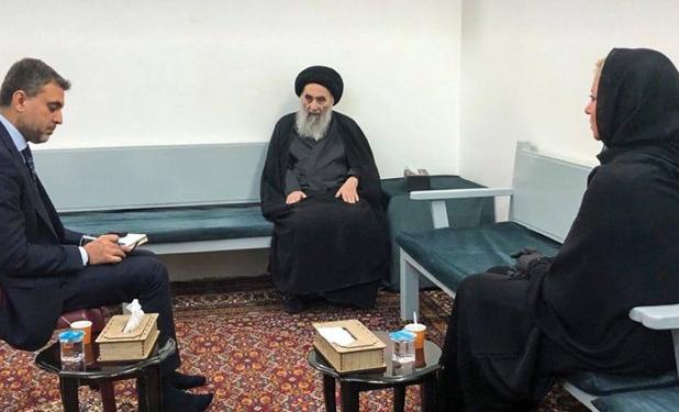 دیدار نماینده ویژه دبیرکل سازمان ملل با آیت الله سیستانی