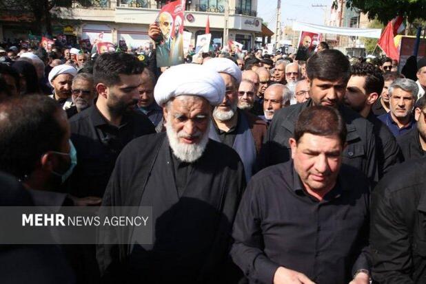 حضور مخبر در مراسم تشییع سردار غلامعلی رشید