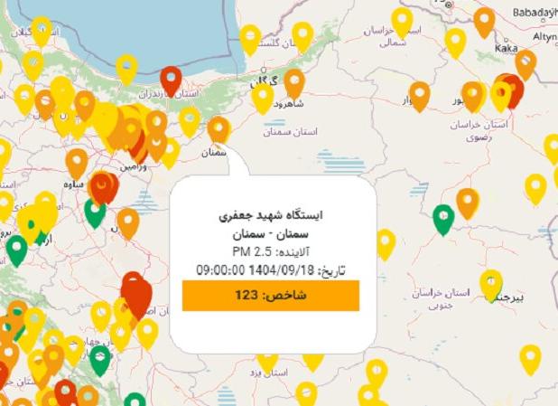 کیفیت هوای سمنان همچنان «ناسالم برای گروه‌های حساس»