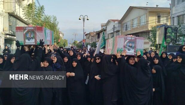 تصاویری از آئیین تشییع پیکر ۵ شهید رژیم صهیونیستی در آستانه اشرفیه