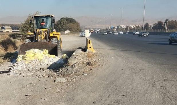 برخورد با متخلفان تخلیه نخاله‌ و مصالح ساختمانی در حاشیه راه‌های البرز