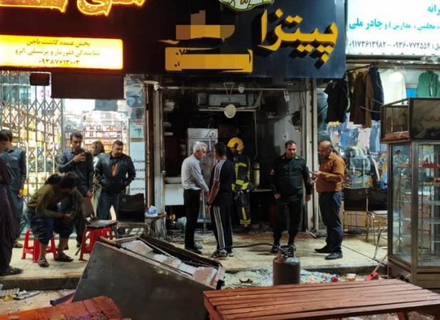 ۸ مصدوم در انفجار بر اثر نشت گاز در یک پیتزا فروشی بندرعباس