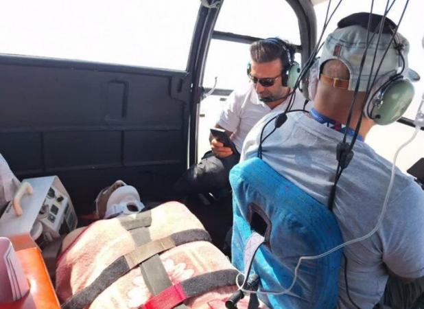 پرواز بالگرد اورژانس یزد جهت نجات جان بیمار تصادفی