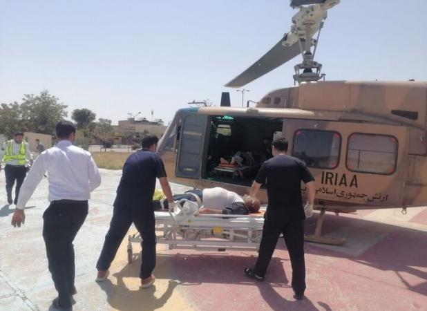 پرواز بالگرد هوانیروز کرمانشاه برای نجات مصدوم حادثه