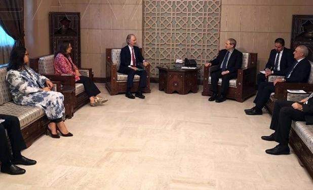 دیدار نماینده سازمان ملل با وزیرخارجه سوریه در دمشق