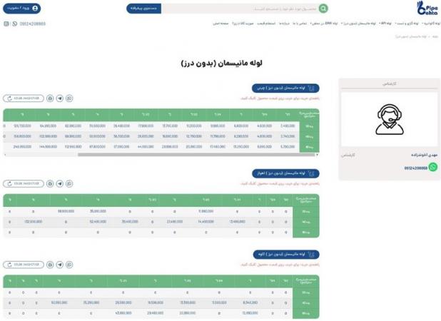 قیمت روز انواع لوله مانیسمان