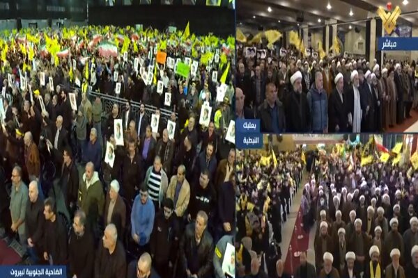 آغاز مراسم تجمع همبستگی مردم لبنان با ایران