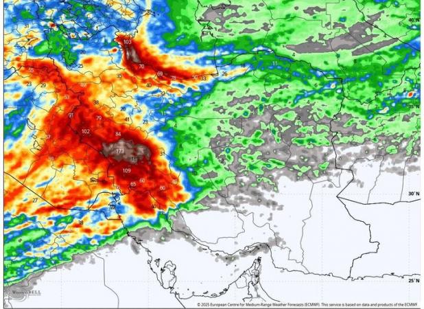 آغاز فعالیت سامانه بارش‌های سنگین از فردا؛ کاهش محسوس دما از سه‌شنبه