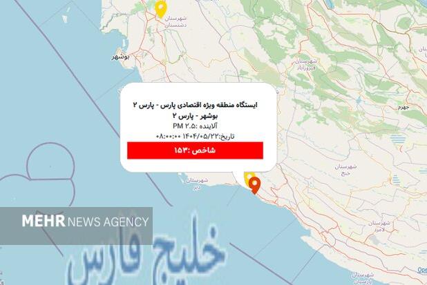 کیفیت هوا در جنوب استان بوشهر ناسالم است