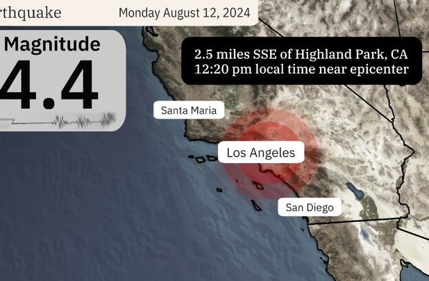 زلزله ۴.۴ ریشتری در لس‌آنجلس یک هفته بعد از تکان‌های کالیفرنیا