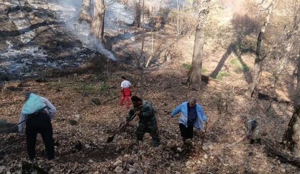 بالگرد هلال‌احمر بر فراز جنگل‌های گلستان/عملیات گسترده برای مهار آتش