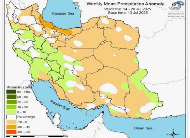 پیش‌بینی بارش‌ها تا ۲ شهریور؛ بارندگی‌ها کمتر از نرمال خواهد بود