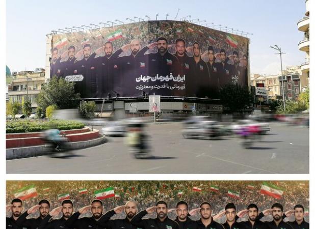 دبیر و رفقا در میدان انقلاب بیلبورد گرفتند