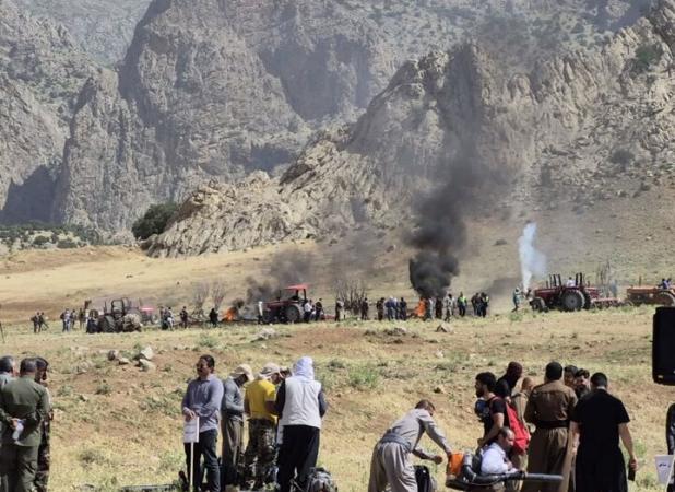 مانور بزرگ اطفای حریق در مراتع و جنگل‌های کرمانشاه برگزار شد