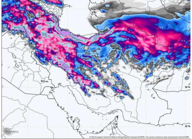 هفته پربارش در راه است؛ بارش‌های بالای ۱۰۰ میلی‌متر در برخی نقاط کشور