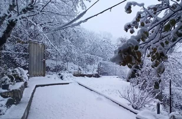 برف روستاهای اطراف کاشان را سفیدپوش کرد