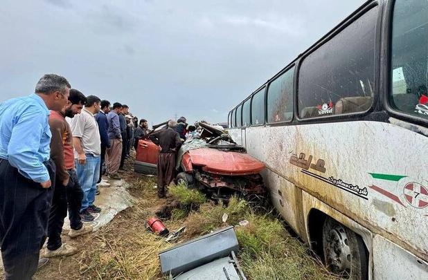 ۳ کشته و ۹ مصدوم در تصادف اتوبوس مسافربری در محور میاندوآب-مهاباد