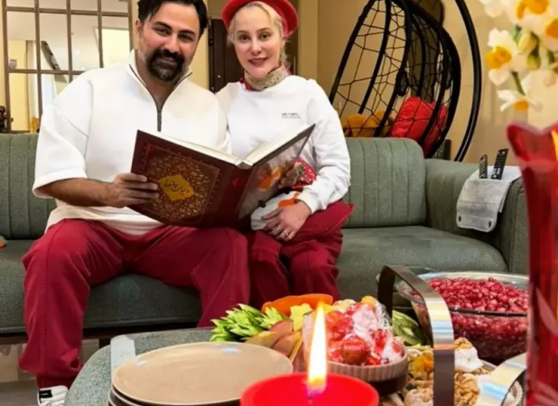 اولین یلدای دونفره آرام جعفری و همسرش