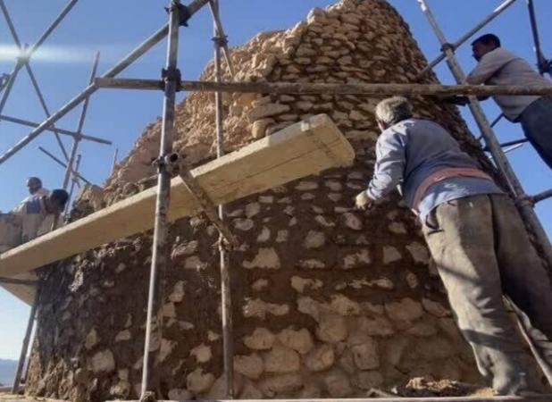 برج سنگی زارکوئیه بهاباد مرمت و بازسازی شد
