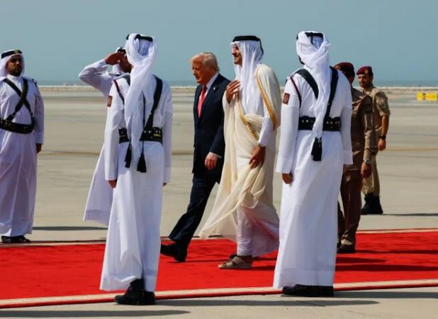 استقبال امیر قطر از ترامپ