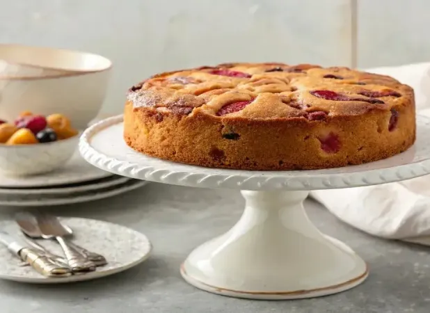 طرز تهیه کیک میوه‌ای خانگی نرم و خوشمزه در چند مرحله