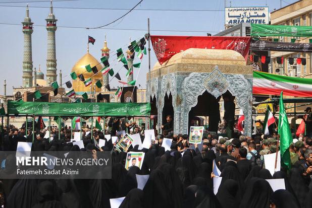 بدرقه باشکوه کاروان شهیدان در سالروز شهادت ام‌ابیها(س) در قم