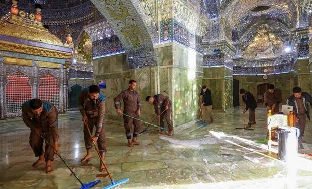 حرم امامین عسکریین (ع) شست‌‌وشو شد+عکس