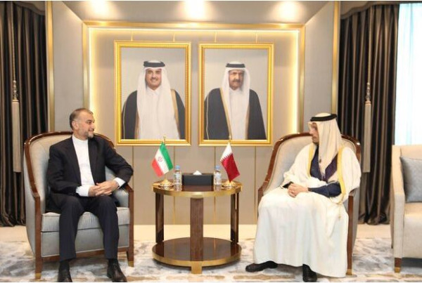دیدار و گفتگوی امیرعبداللهیان با وزیر امور خارجه قطر