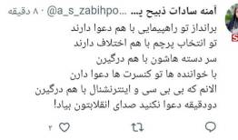 طوفان توییتری آمنه سادات علیه معترضان