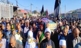 تشییع و تدفین شهید گمنام در روستای تلخاب شیرین گچساران