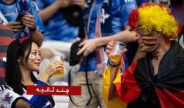 قابی جنجالی از دو هوادار مشروب به دست در قطر