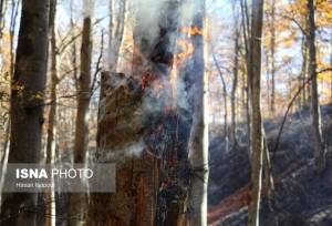 مهار حریق در اراضی جنگلی «واز» مازندران پیش از باران