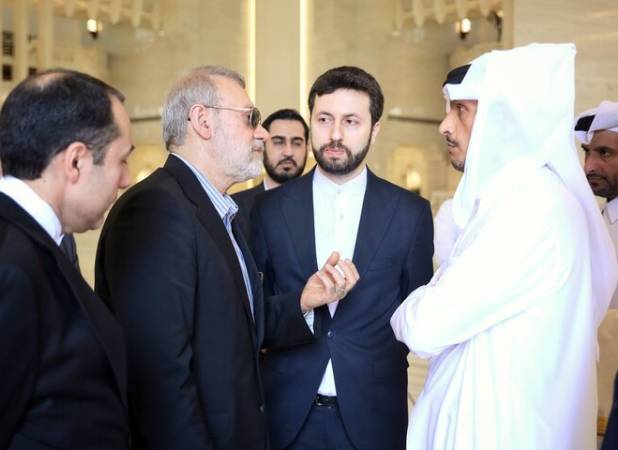بررسی آخرین تحولات مذاکرات هسته‌ای میان لاریجانی با وزیرخارجه قطر