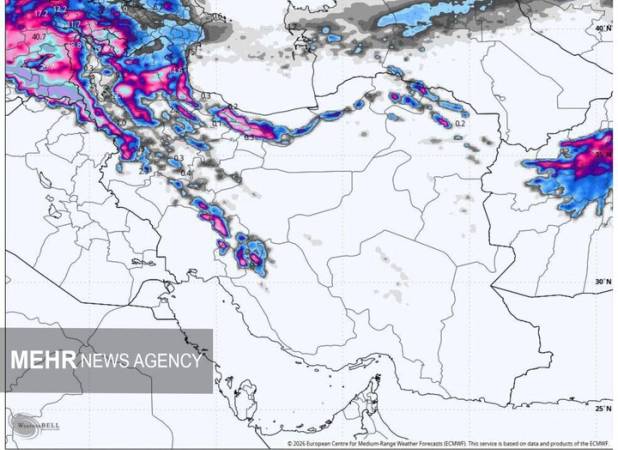 ورود سامانه بارشی جدید به کشور از شنبه؛ بارش برف و باران در ۱۹ استان