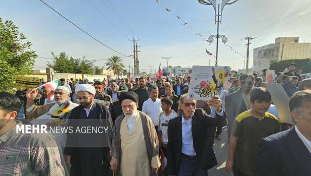 راهپیمایی ۲۲ بهمن در بندر دیر