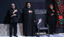 قاآنی و ذوالقدر در آیین عزاداری در محل شهادت رهبر انقلاب+ تصویر