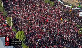 تصاویر هوایی از «بدرقه رهبر شهید» در مسجد جمکران