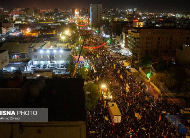 چند میلیون نفر در مراسم تشییع پیکر رهبر شهید انقلاب در نجف شرکت کردند؟/ پایان مراسم در کربلای معلی