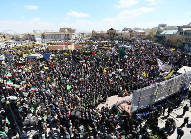 تصویر هوایی از حضور سوگواران اربعین رهبر شهید در همدان