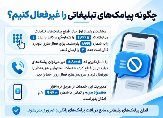 چگونه پیامک‌های تبلیغاتی و خدمات محتوایی را غیرفعال کنیم؟